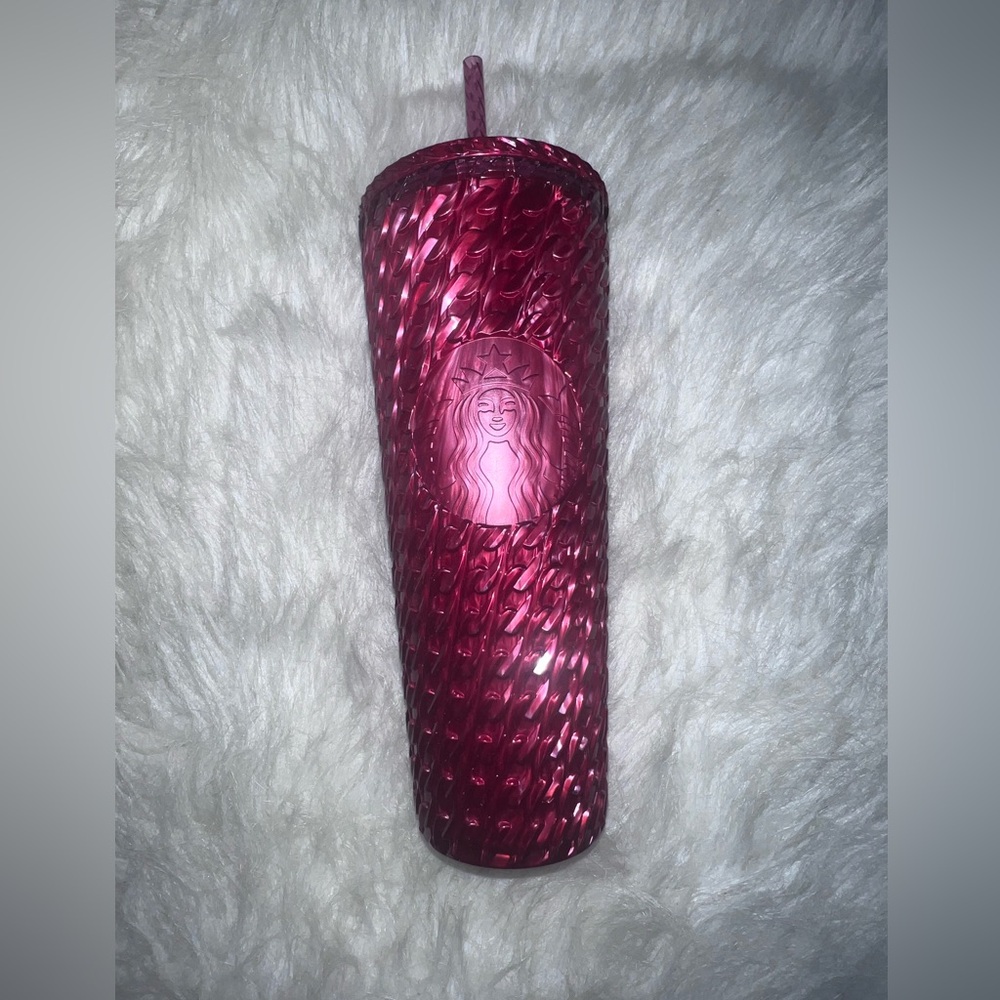 Starbucks 2024 Holiday Red Chainlink Tumbler 24oz Maroon Berry Magenta